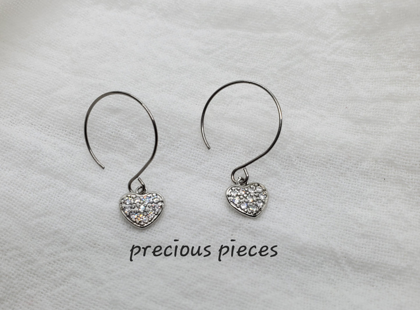 Platinum  Heart Earrings