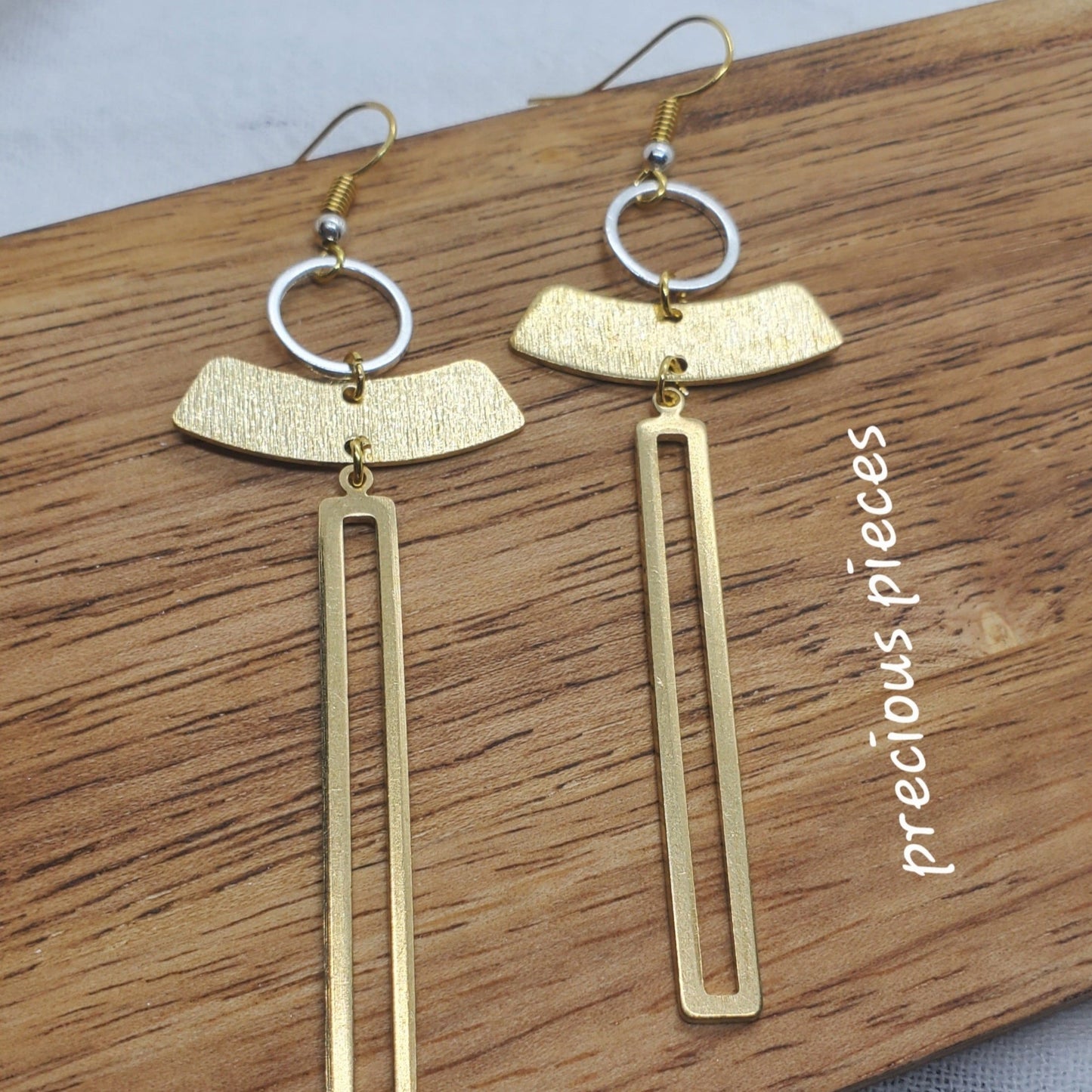 Brass and Silver Dangle Earrings