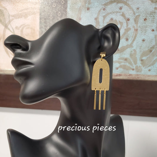 Brass Arch Fringe Earrings