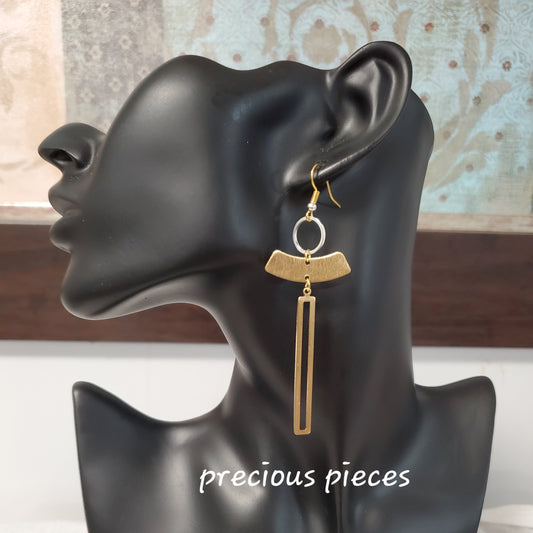 Brass and Silver Dangle Earrings