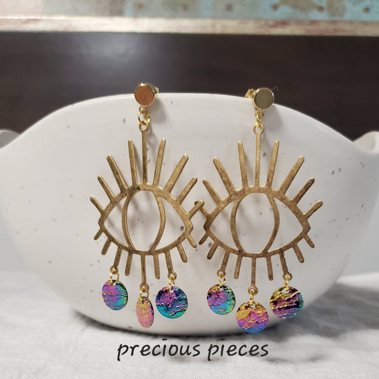 Evil Eye Colorful Tears Earrings