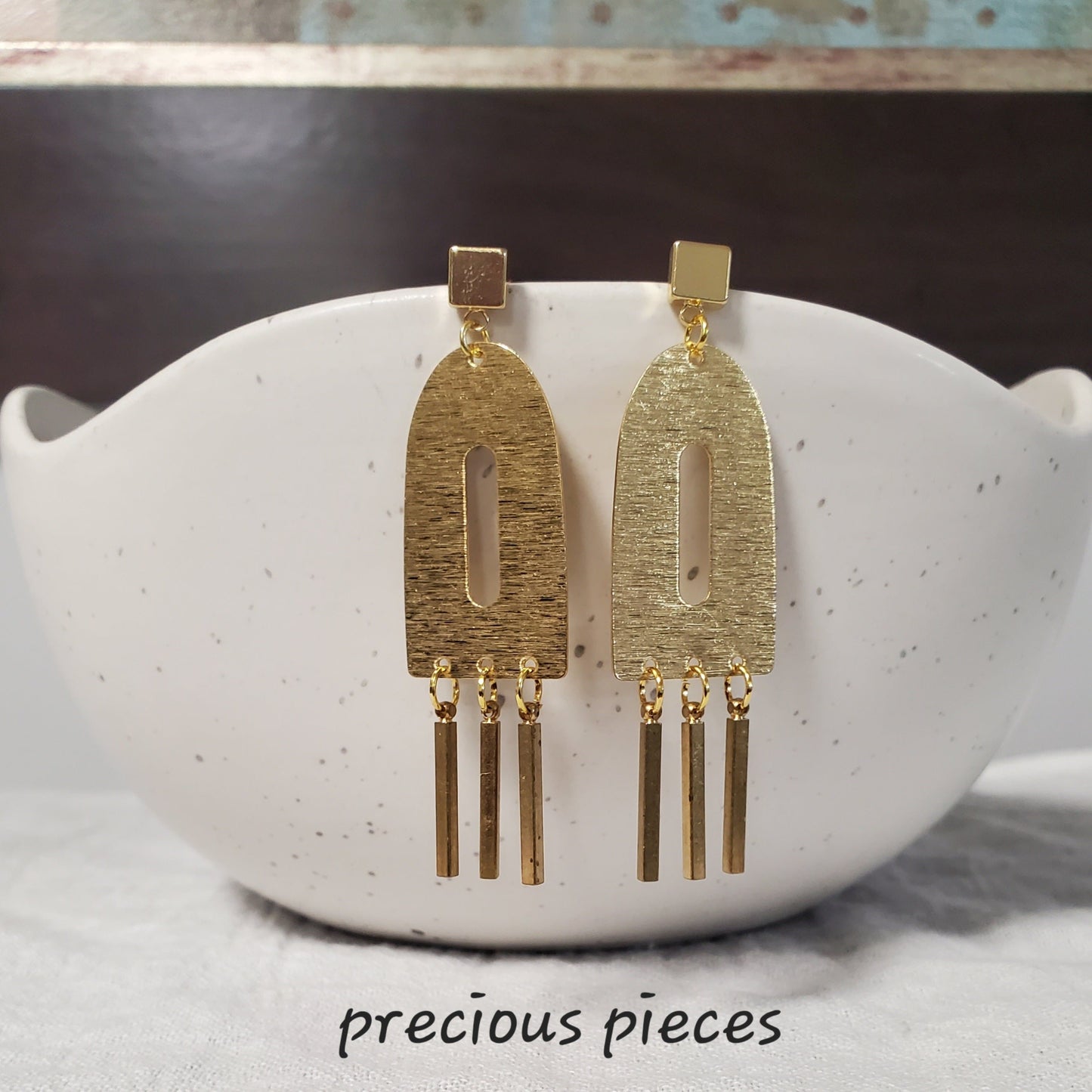 Brass Arch Fringe Earrings