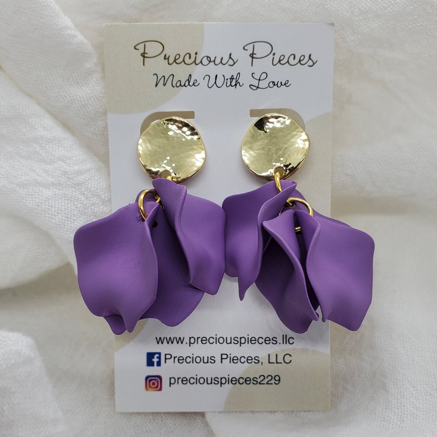 Acrylic Purple Flower Petal Earrings