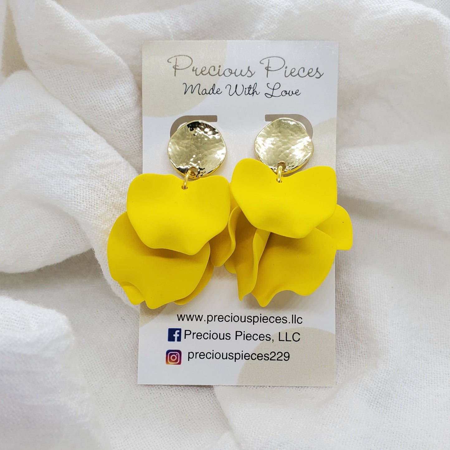 Acrylic Yellow Flower Petal Earrings