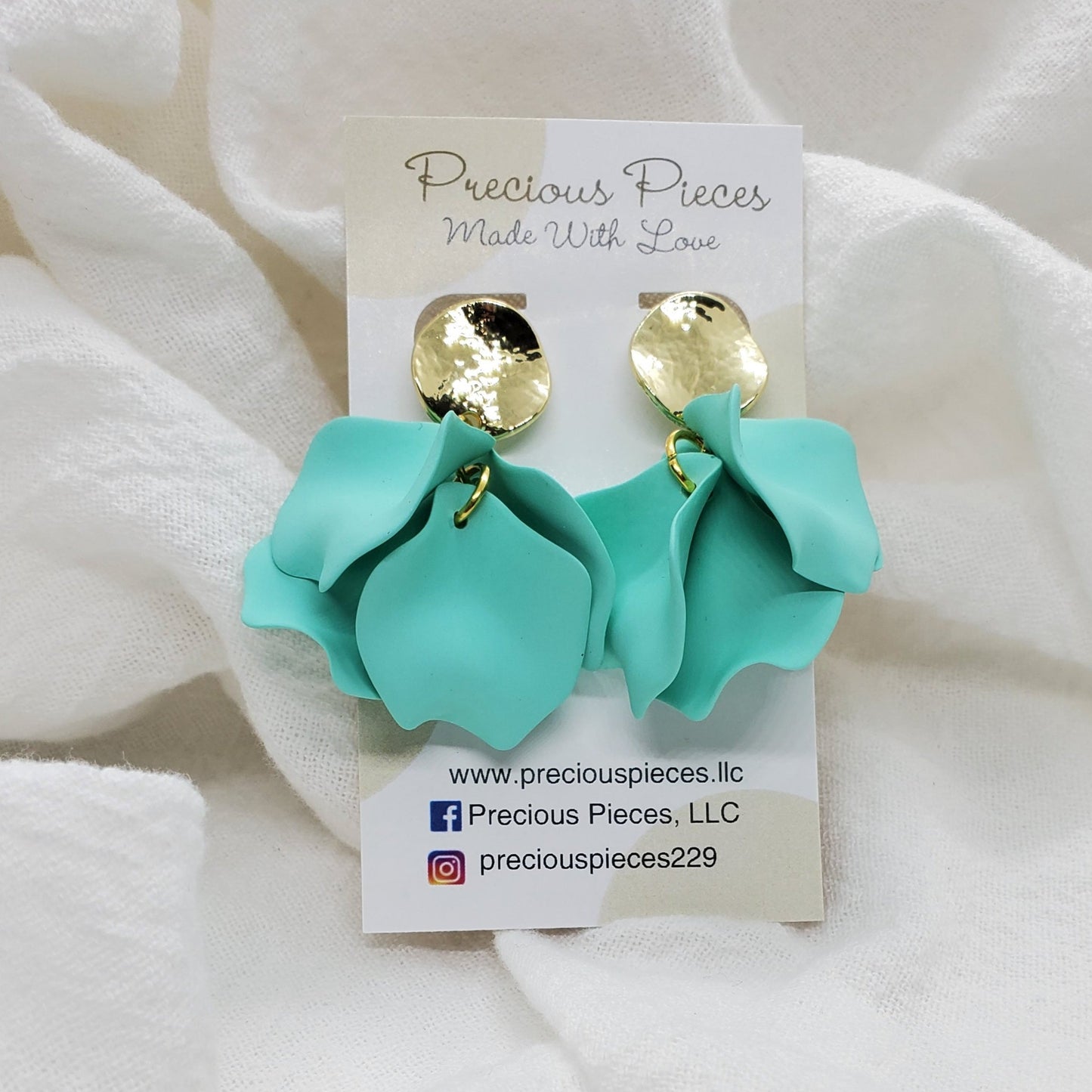 Acrylic Turquoise Flower Petal Earrings