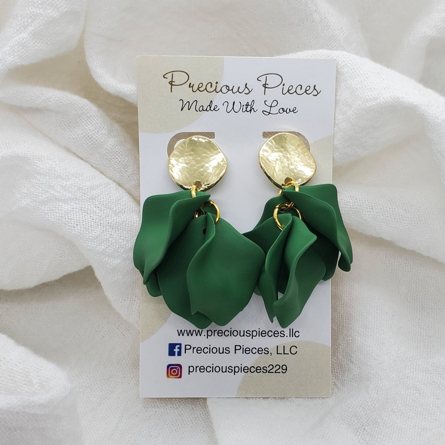 Acrylic Green Flower Petal Earrings