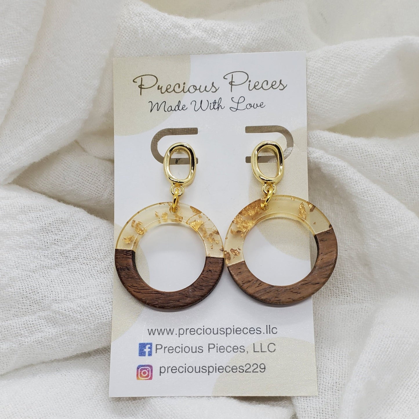 Clear Gold Flake Hoop Earrings