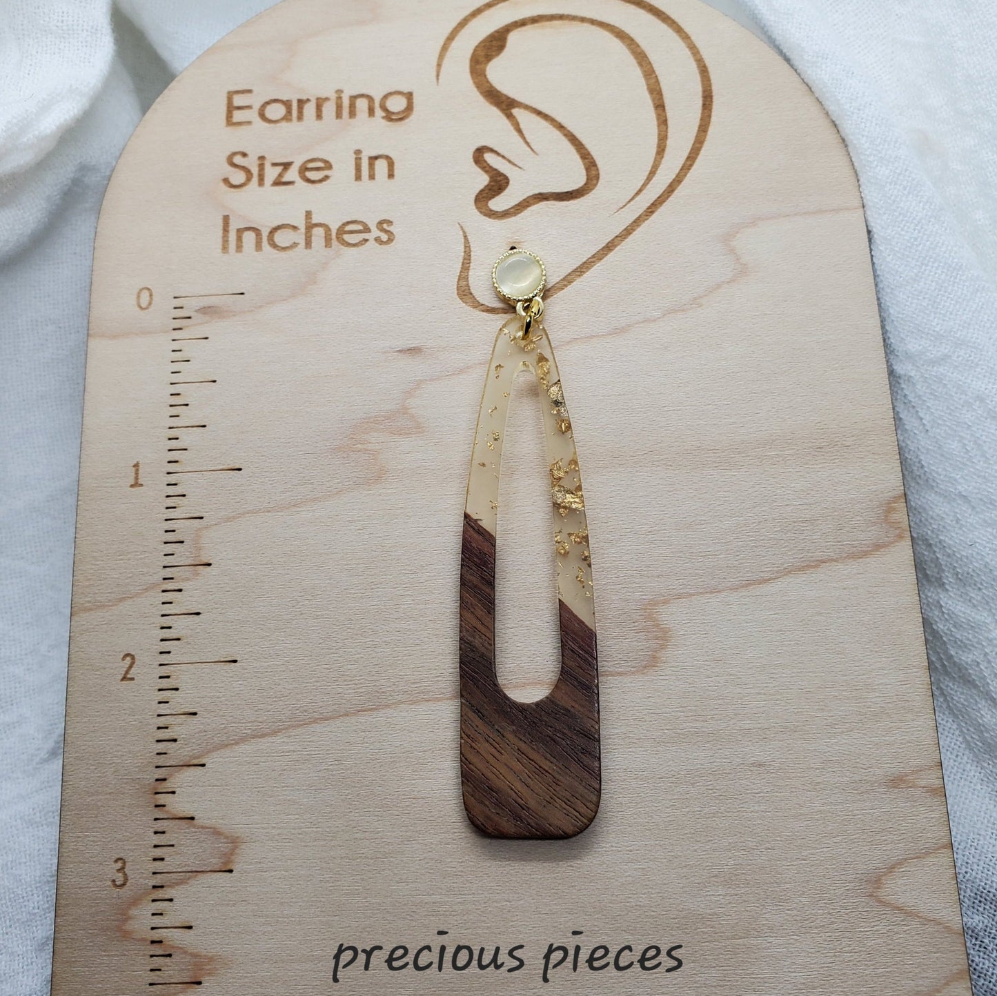 Clear Gold Flake Teardrop Earrings