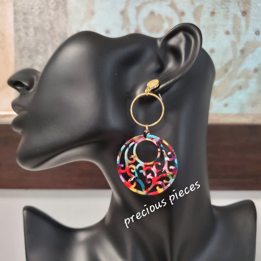 Multicolored Filigree Earrings