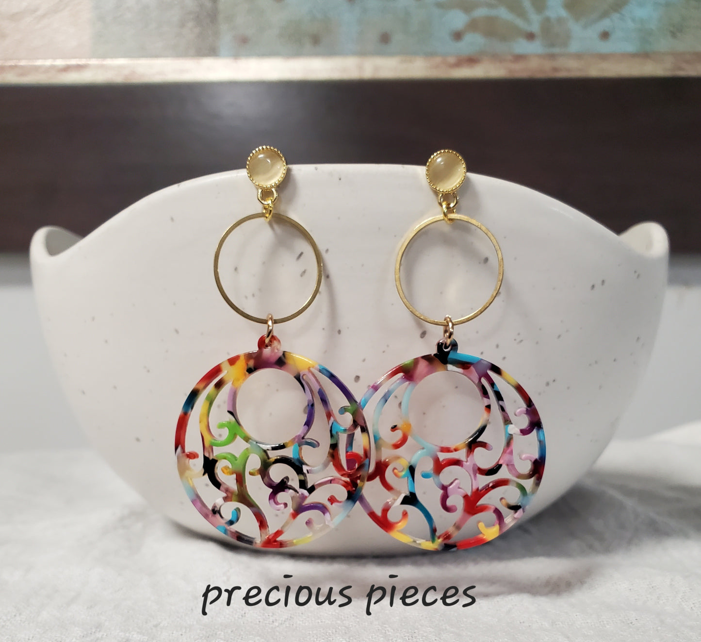 Multicolored Filigree Earrings