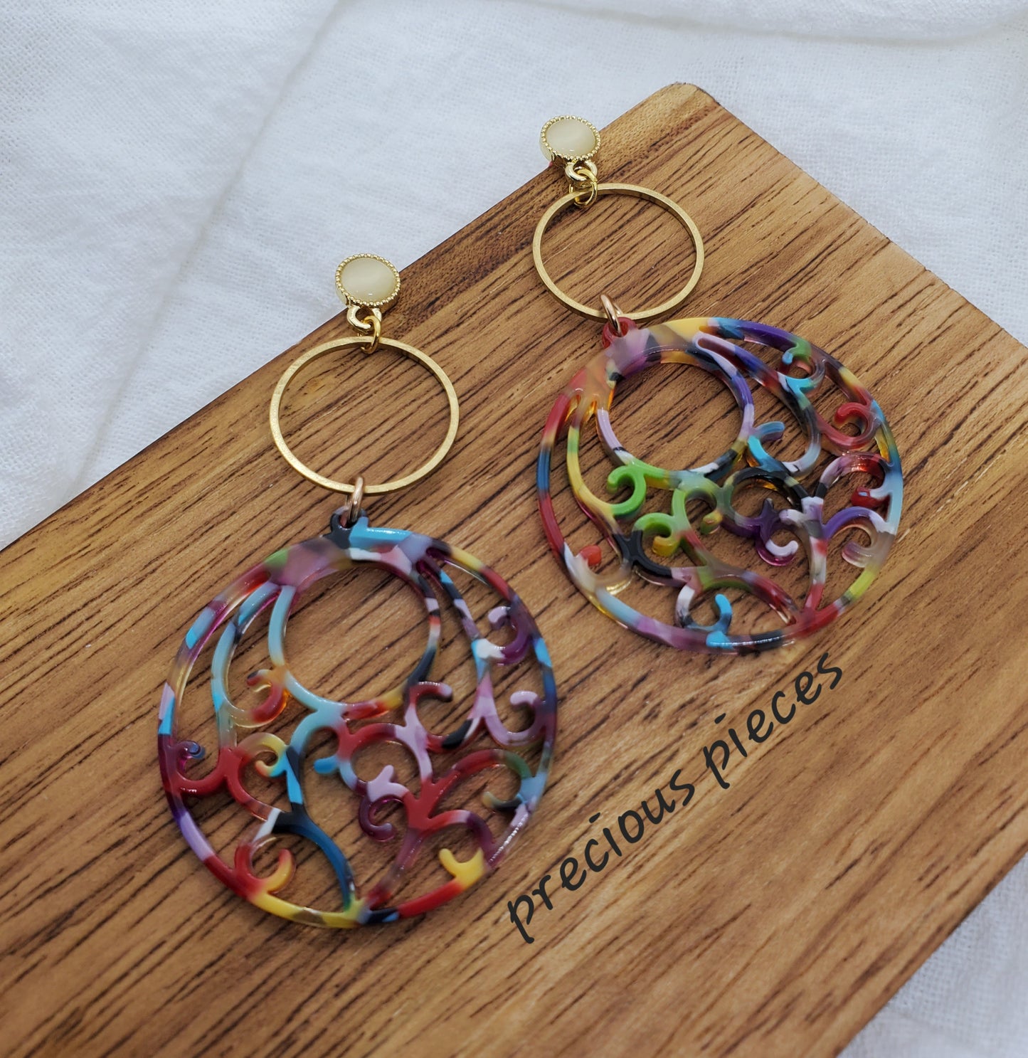 Multicolored Filigree Earrings