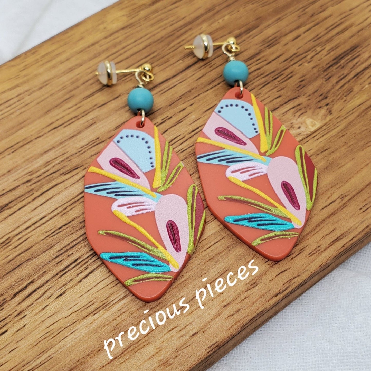 Orange Floral Drop Earrings
