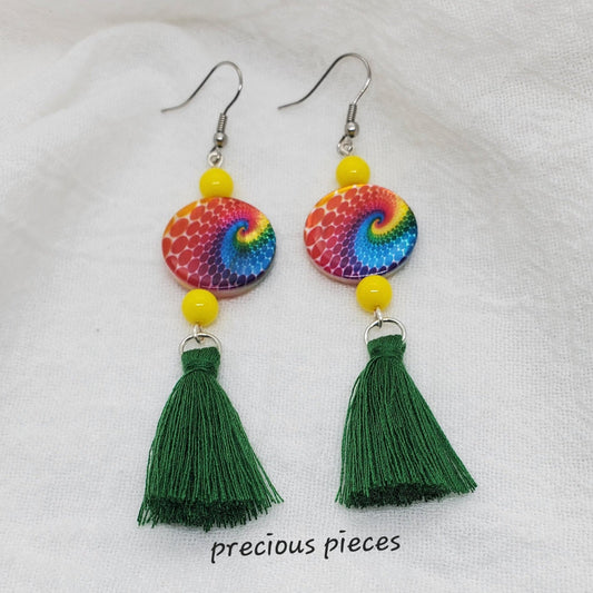 Tie-Dye Tassel Earrings