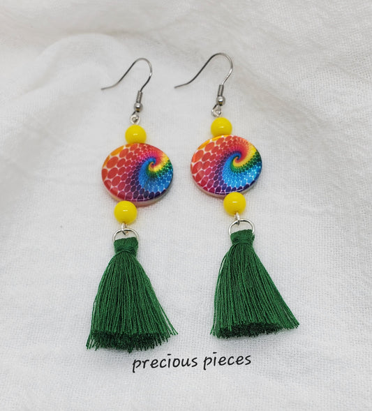 Tie-Dye Tassel Earrings