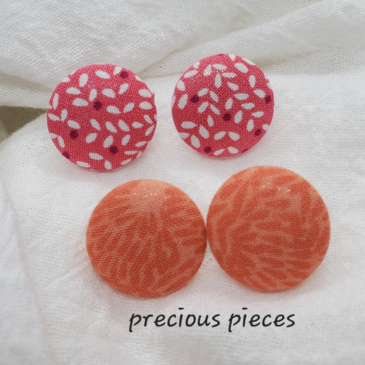 Pink and Coral Fabric Earrings