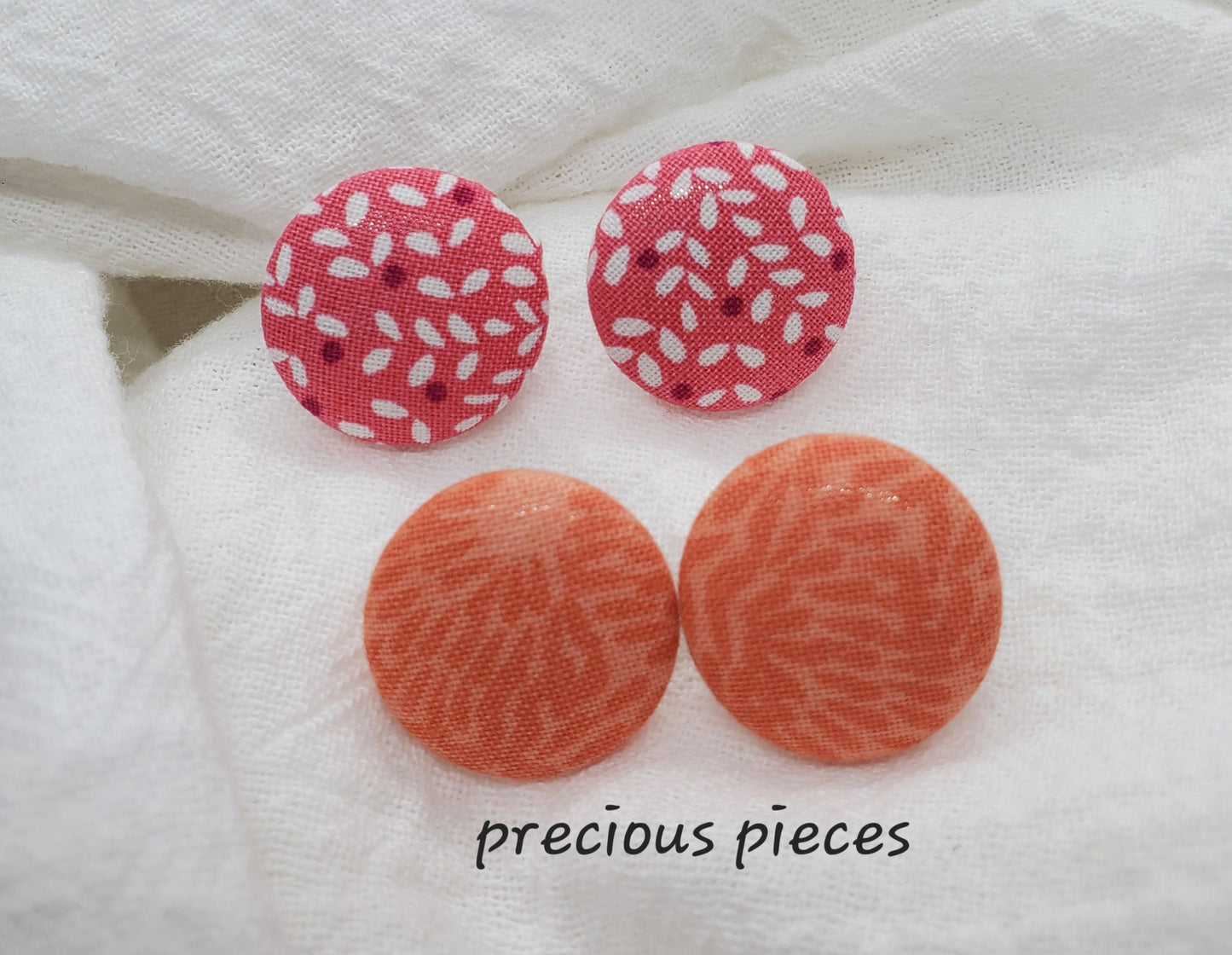 Pink and Coral Fabric Earrings