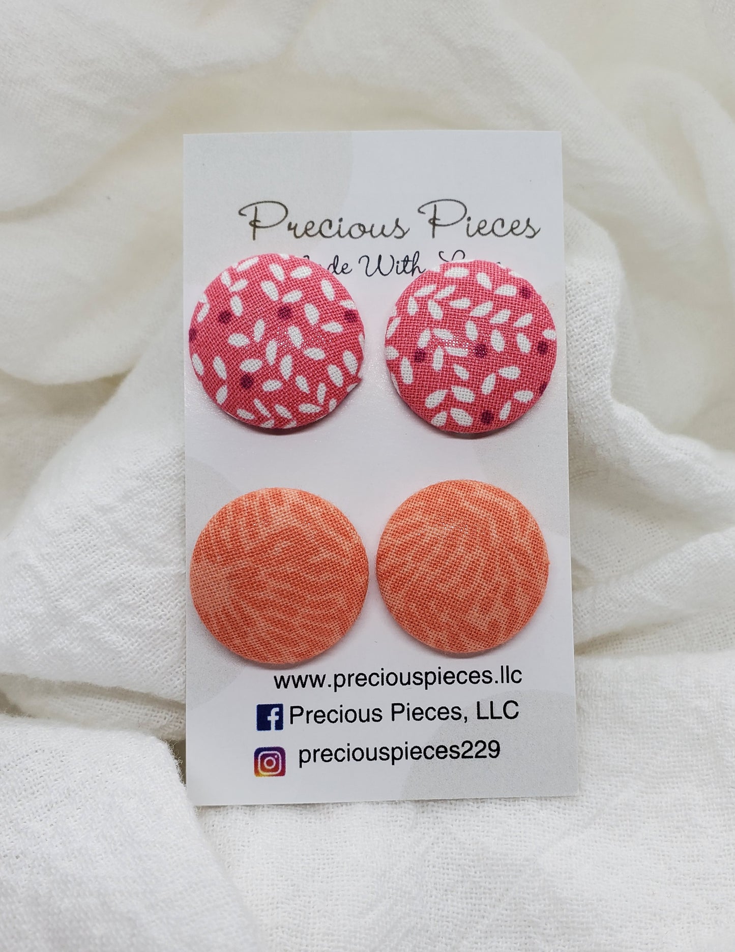 Pink and Coral Fabric Earrings