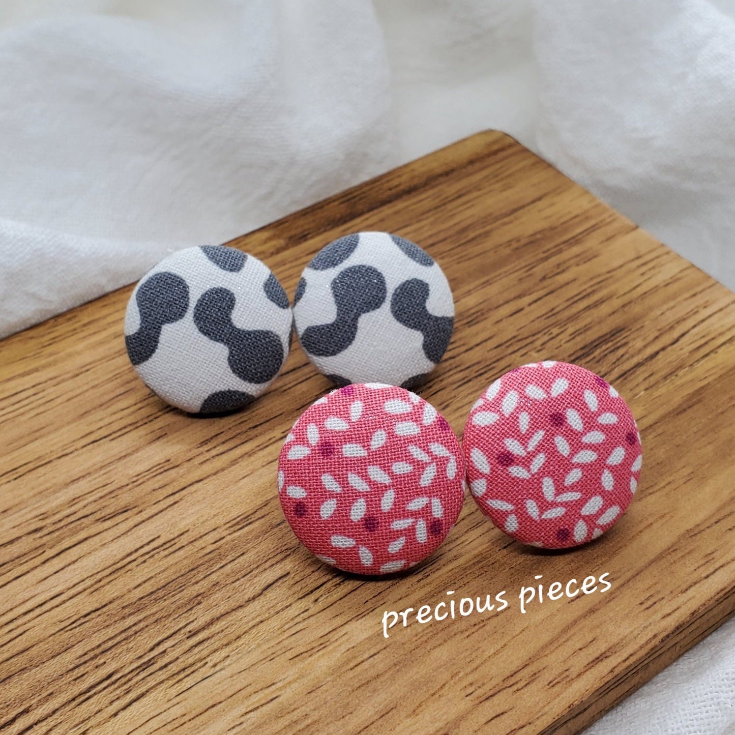 Cow Print and Floral Fabric Earrings