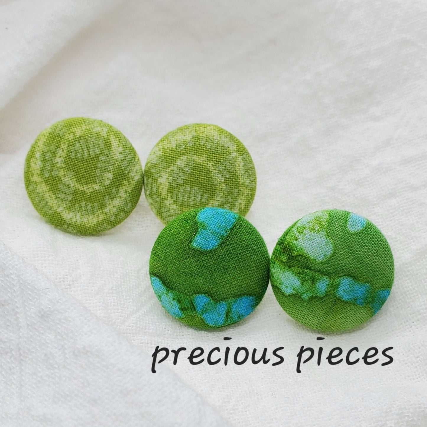 Green Tie Dye Fabric Earrings