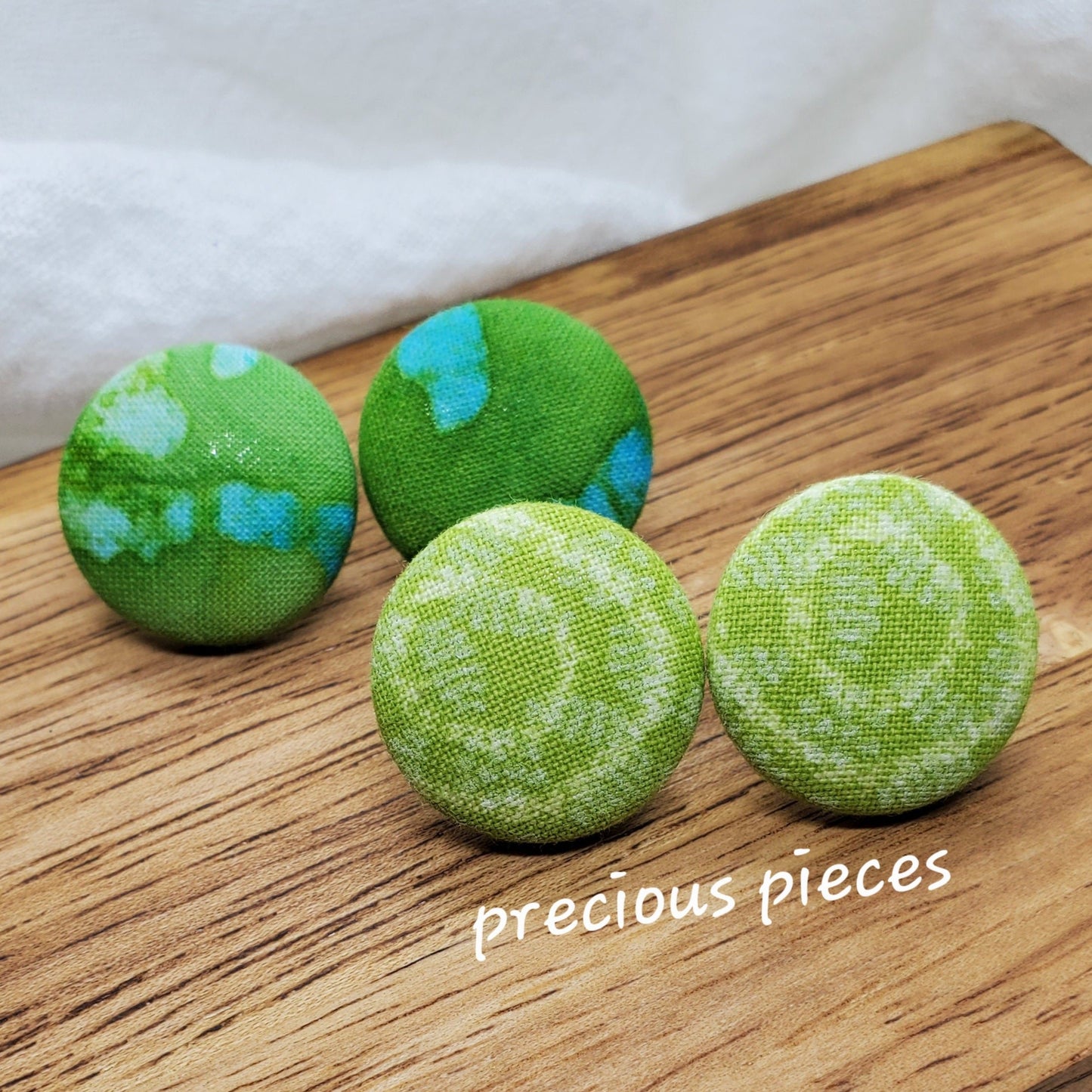 Green Tie Dye Fabric Earrings