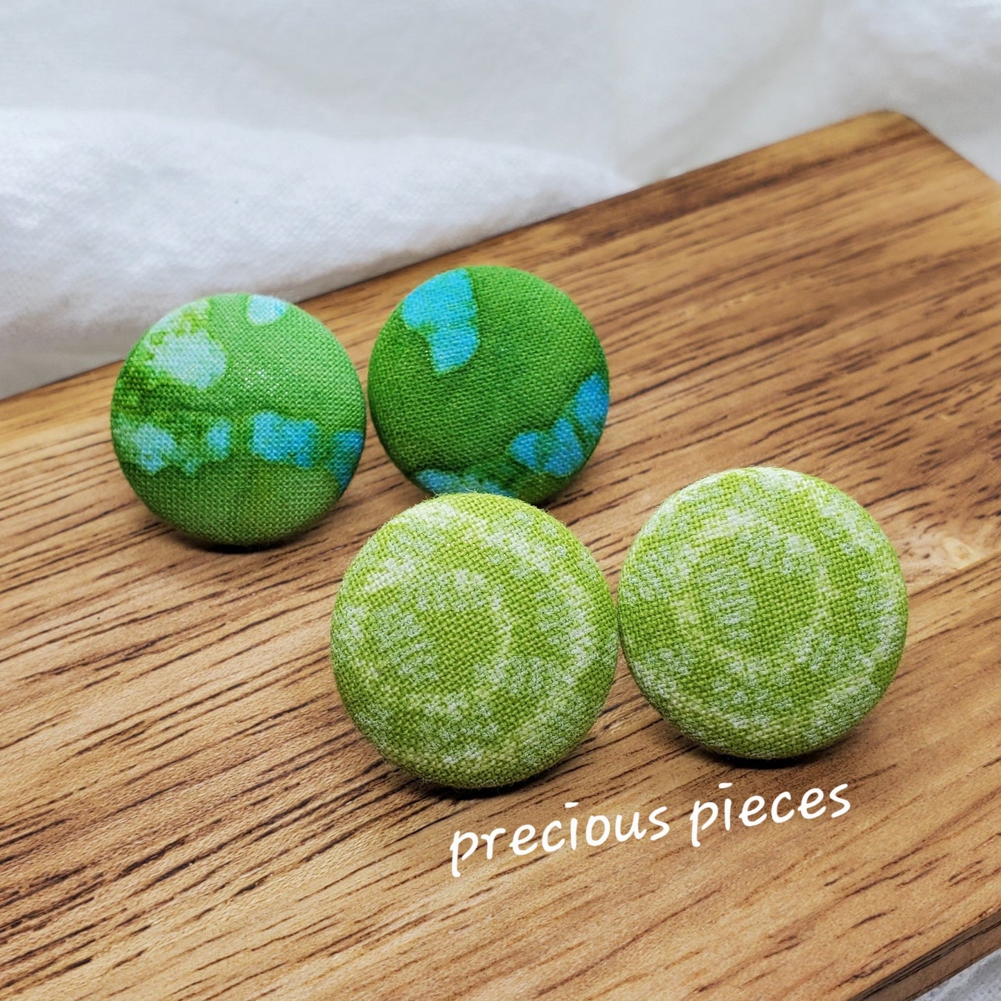 Green Tie Dye Fabric Earrings