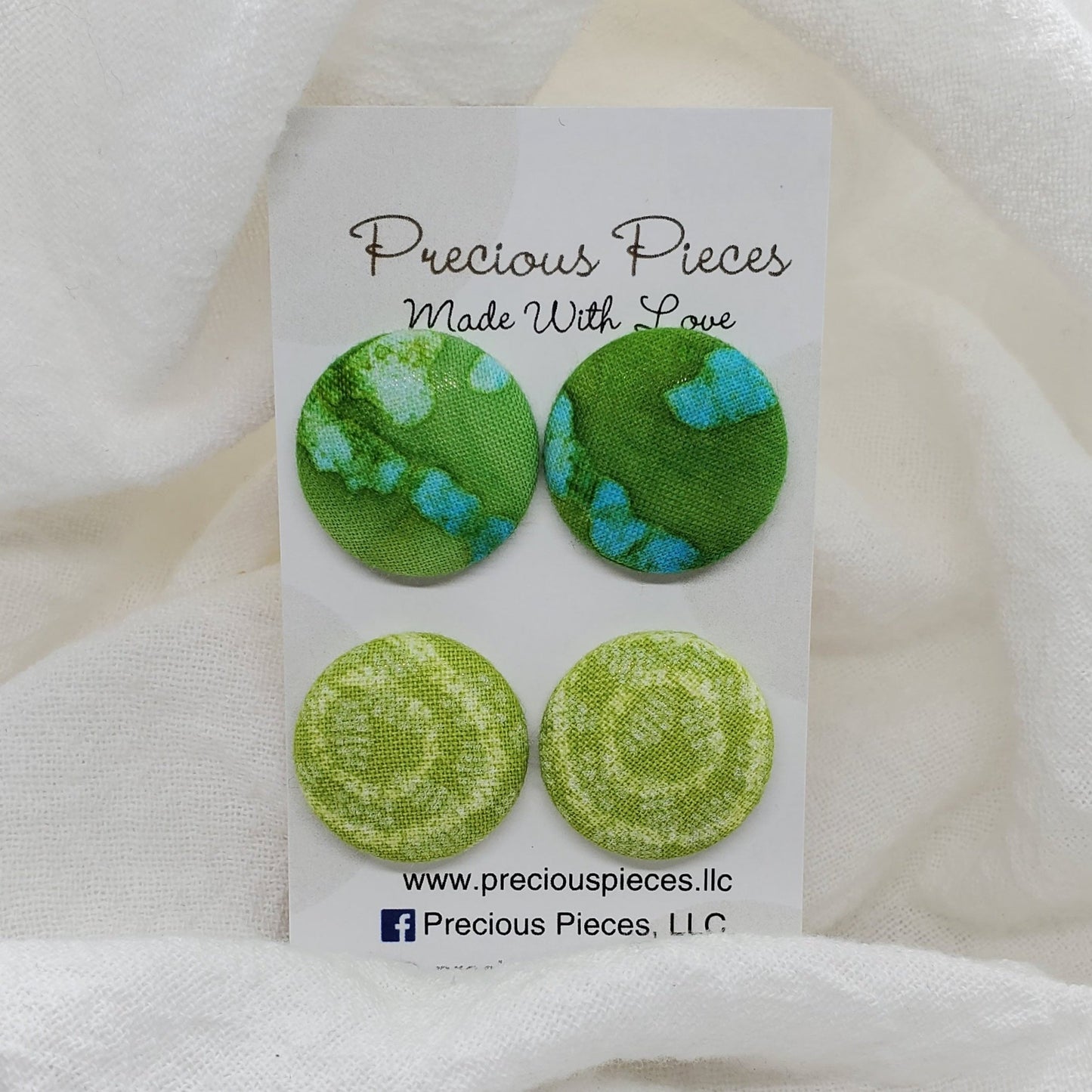 Green Tie Dye Fabric Earrings