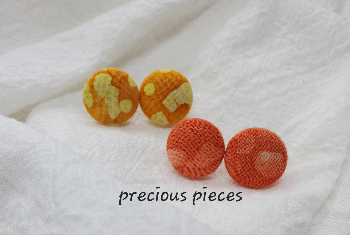 Yellow and Coral Tie Dye Fabric Earrings