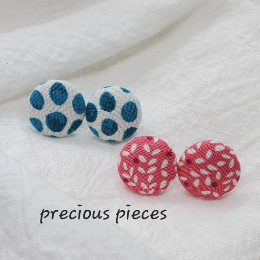 Polka-dot and Floral Fabric Earrings