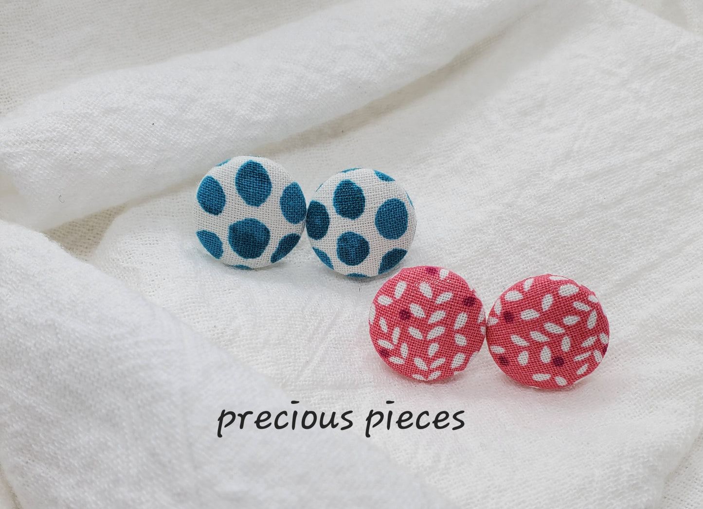 Polka-dot and Floral Fabric Earrings