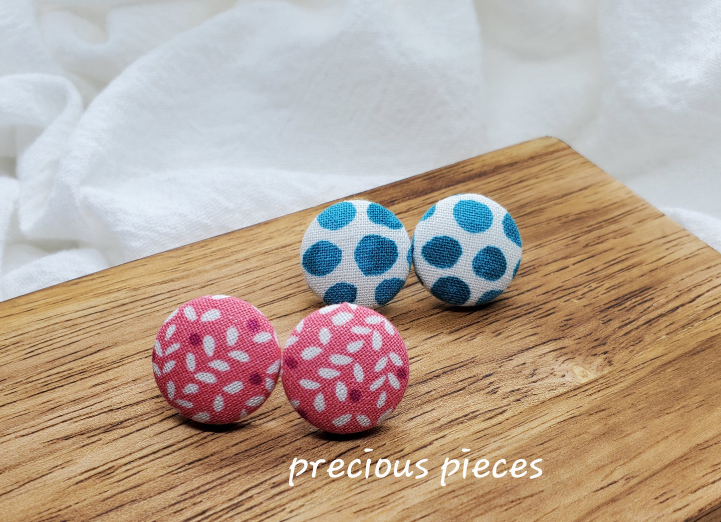 Polka-dot and Floral Fabric Earrings