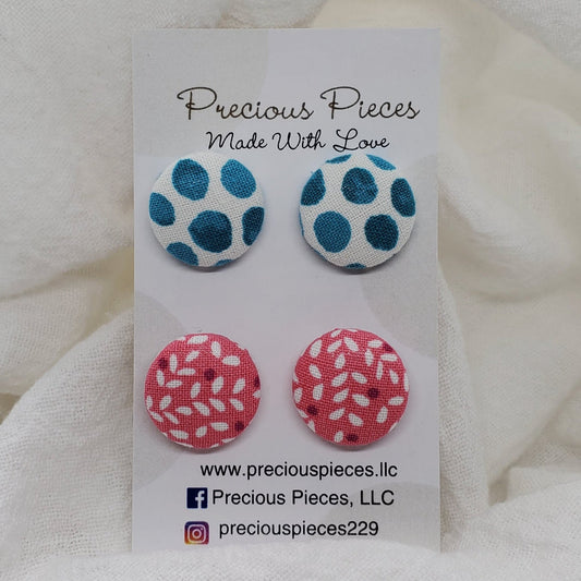 Polka-dot and Floral Fabric Earrings