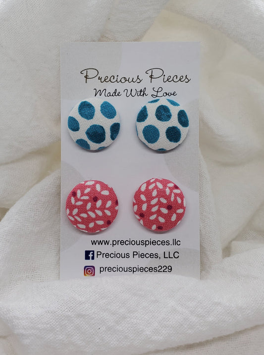 Polka-dot and Floral Fabric Earrings