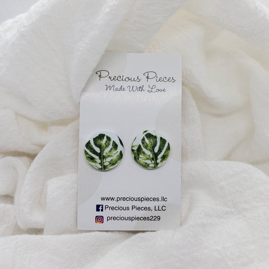 Small Monstera Leaf Fabric Earrings