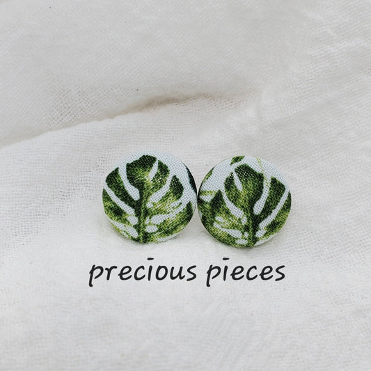 Small Monstera Leaf Fabric Earrings