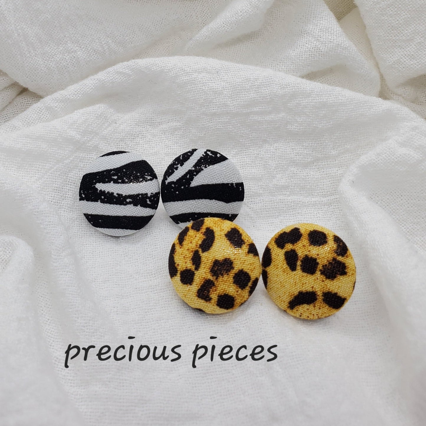 Medium Zebra and Cheetah Print Fabric Earrings