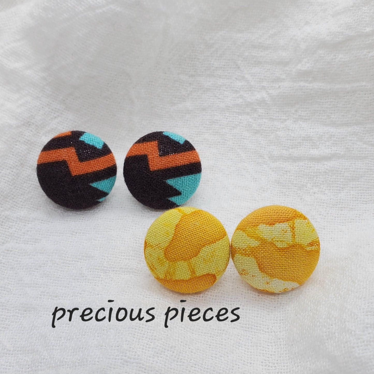 Aztec and Yellow Tie Dye Fabric Earrings