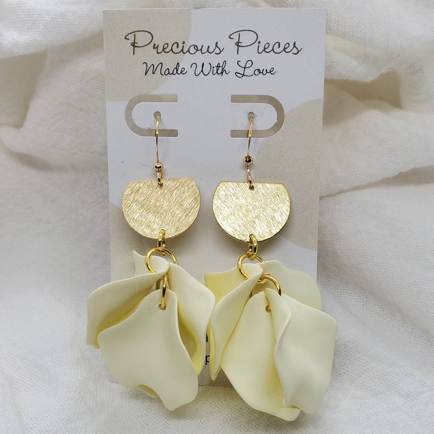 Acrylic Cream Flower Petal Earrings