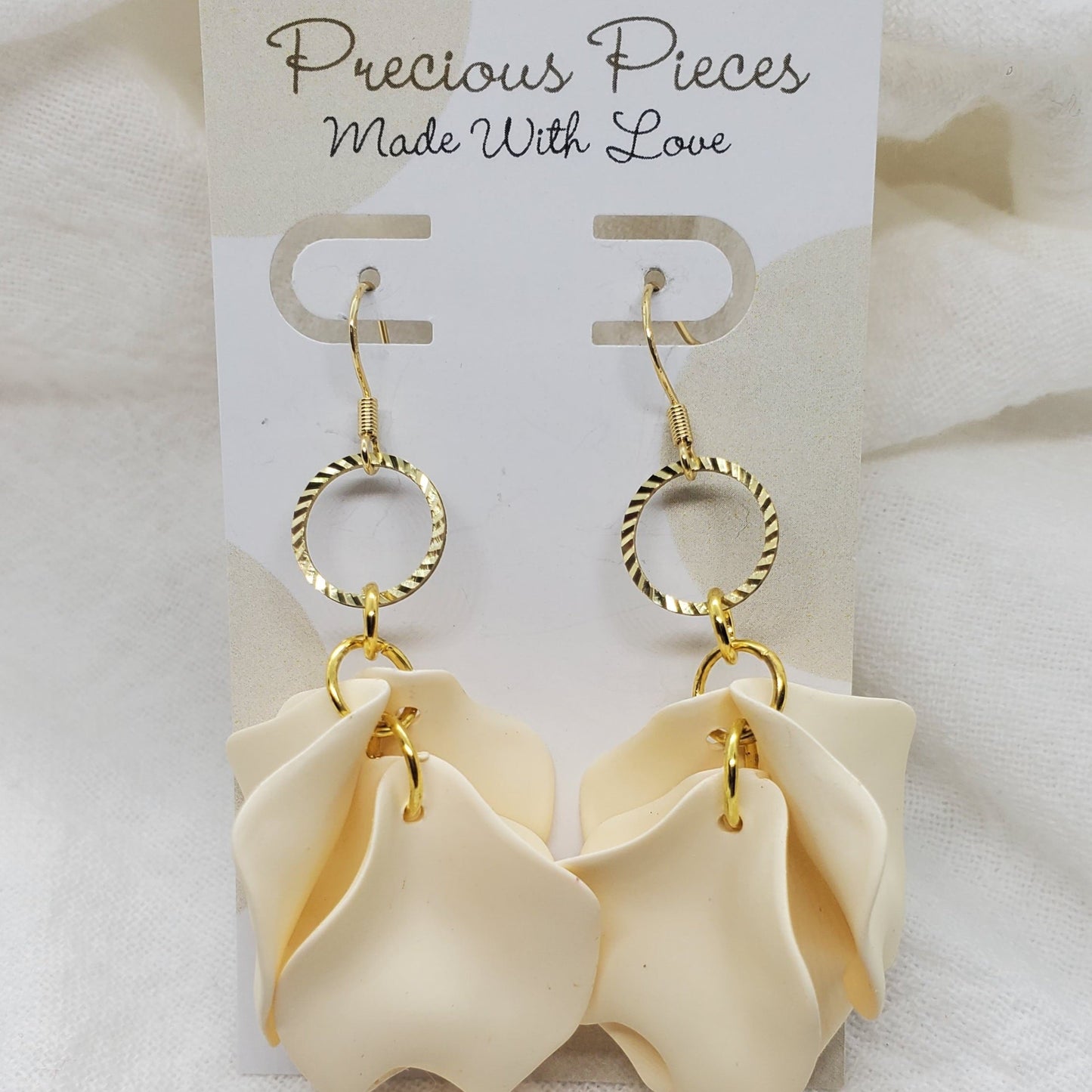 Acrylic Beige Flower Petal Earrings