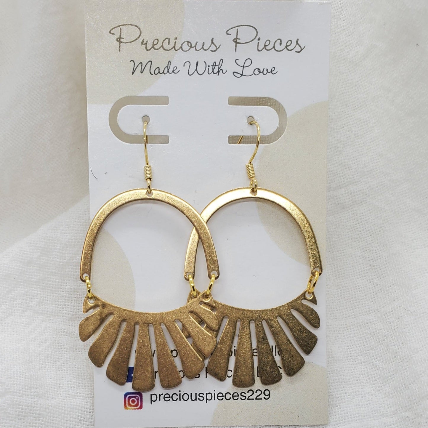 Brass Arch and Fan Shape Earrings