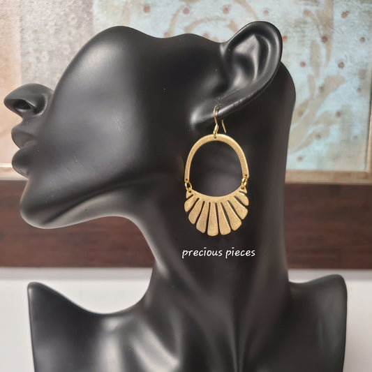 Brass Arch and Fan Shape Earrings