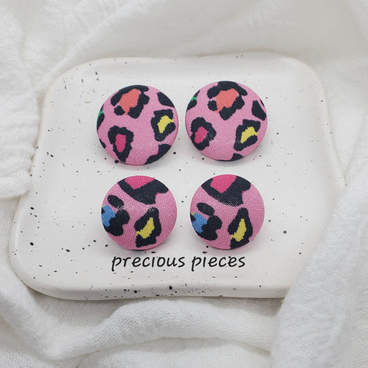 Multicolored Cheetah Print Fabric Earrings