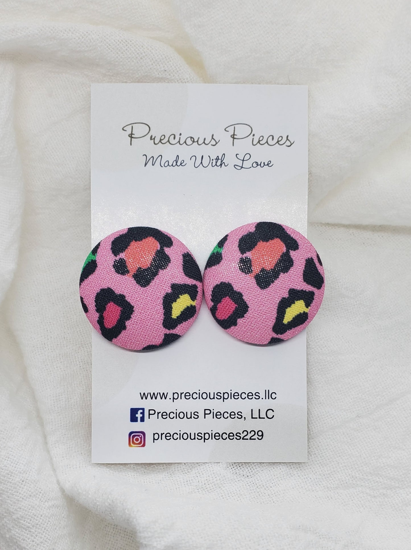 Multicolored Cheetah Print Fabric Earrings