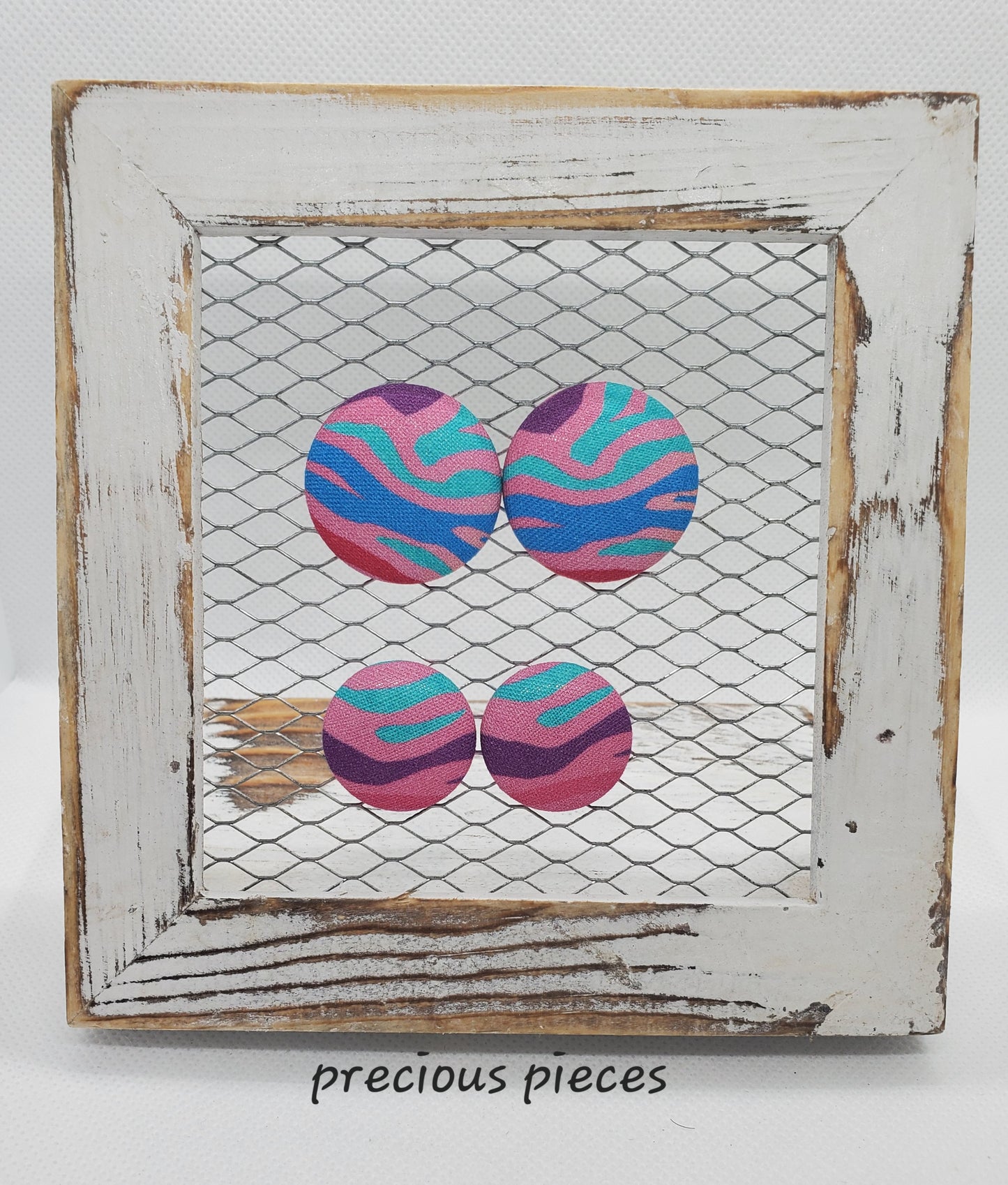 Multicolored Wavy Print Fabric Earrings