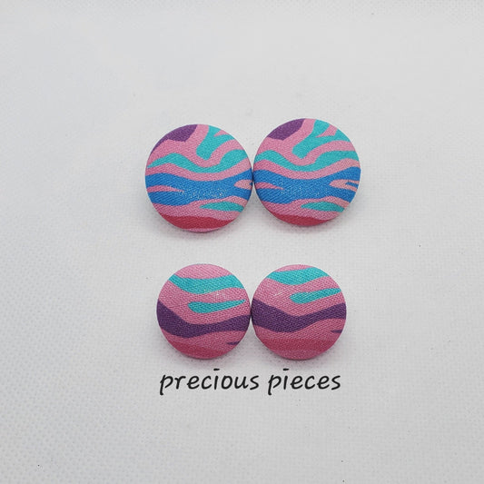 Multicolored Wavy Print Fabric Earrings