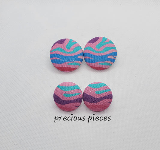 Multicolored Wavy Print Fabric Earrings