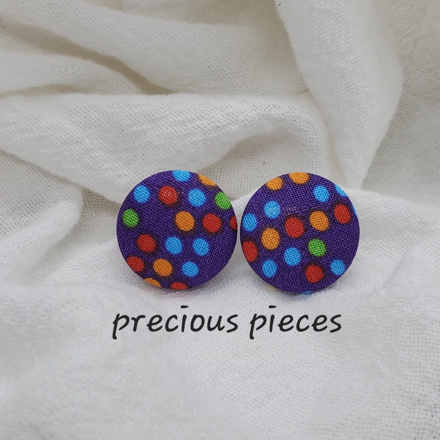 Colorful Polka-dot Fabric Earrings