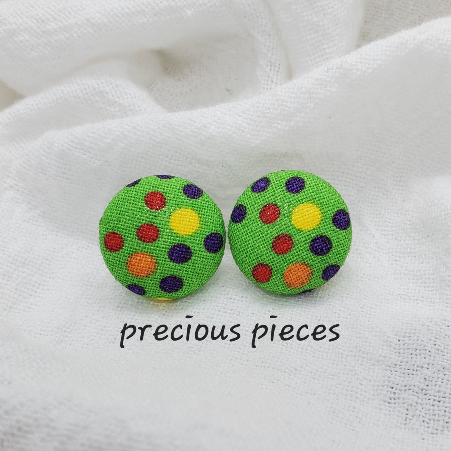 Colorful Polka-dot Fabric Earrings