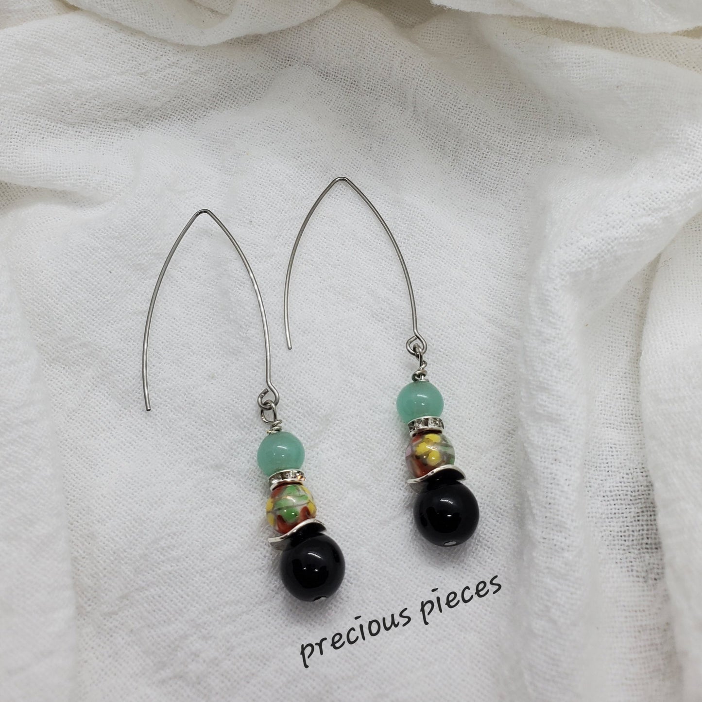 Ceramic Floral Beaded Earrings