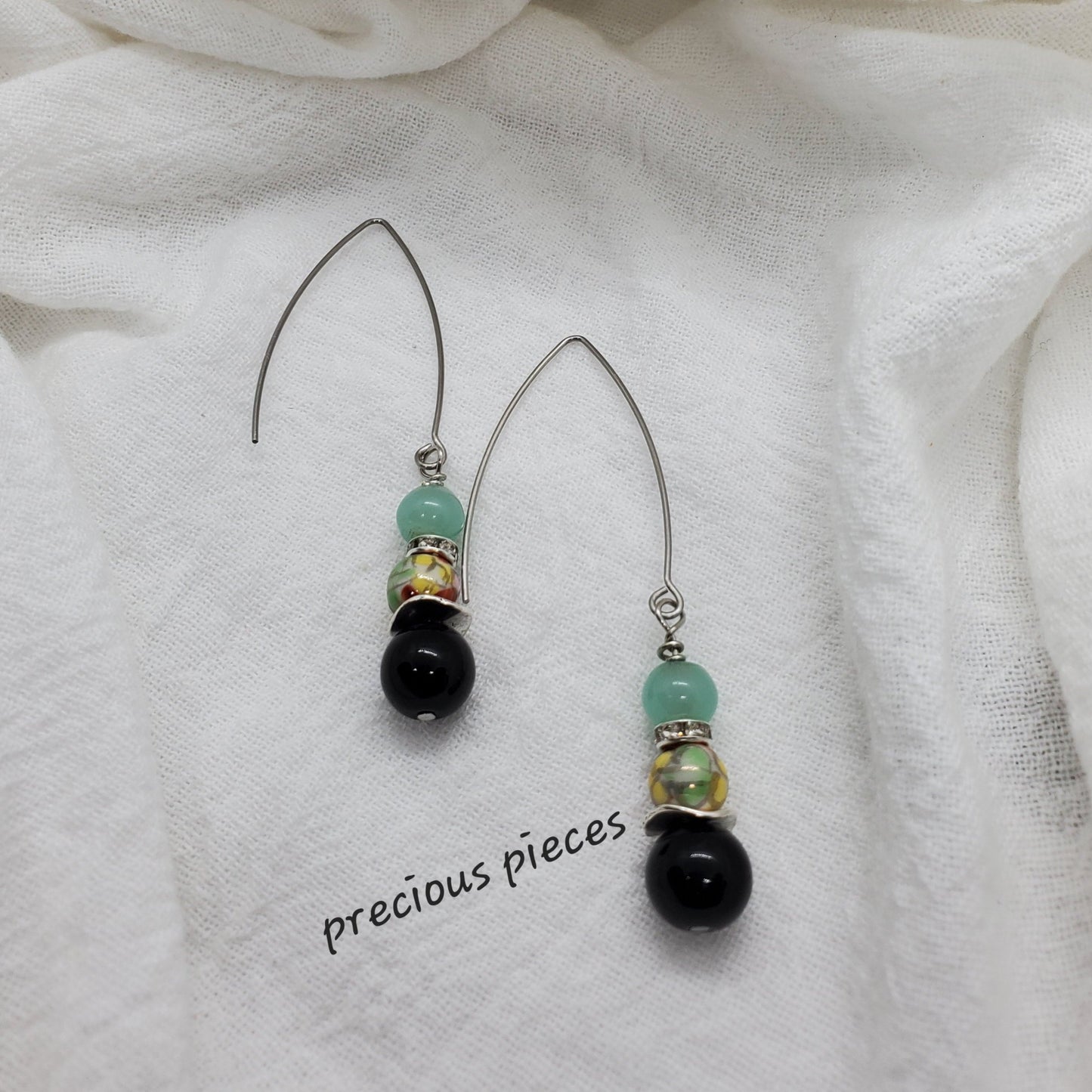 Ceramic Floral Beaded Earrings