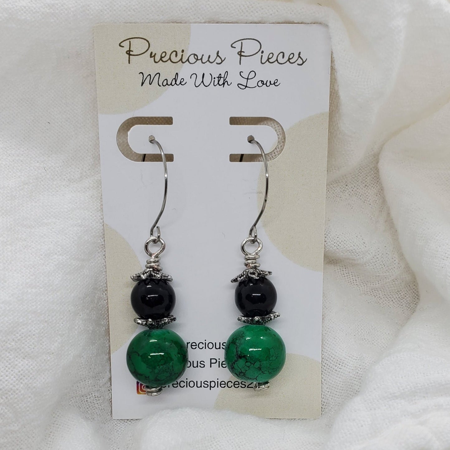 Green and Black Marble Earrings